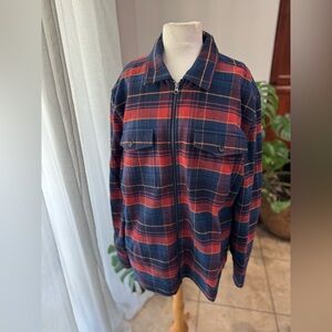 BLANKNYC Plaid Flannel Zip Jacket Shirt Coat Red Blue Lined Size‎ L